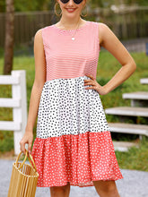 Women's Dresses Polka Dot Stitching Big Swing Sleeveless Mini Dress